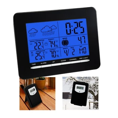2 Wireless Sensors Weather Station Multiple Display DCF Radio Controlled Clock - Image 1 of 4