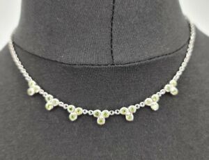 Silver 925 starburst Indian choker necklace with peridot TESTED 10g