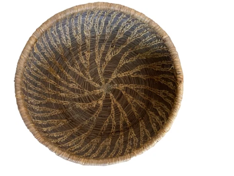 Native Style Woven Basket with Pine Needles & Some Kind of Grass (Buffalo Grass? Cover