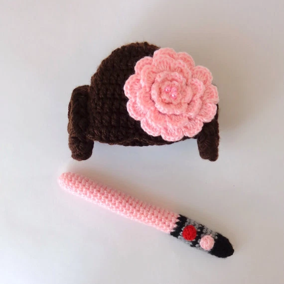 星球大战莱娅公主帽子带花带光剑新生儿婴儿万圣节 — 第 1/4 张图片