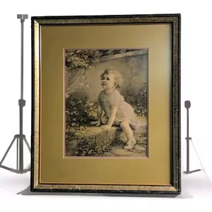 Antique "Home of the Blue Bird" Print with Wood Ornate Gold Frame - Picture 1 of 8