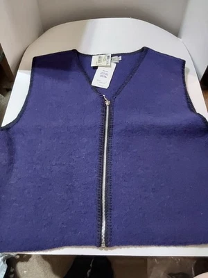 女士 REI 复古 100% VIRGIN WORSTED WOOL CHINOOK VEST THISTLE L NOS  — 第 1/4 张图片