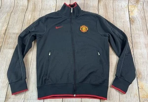 Nike Manchester United Full Zip Collar Soccer Black Red Track Jacket Small - Picture 1 of 8
