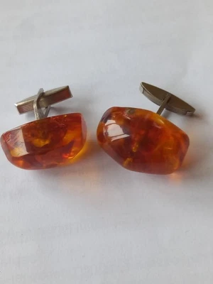 Schöne Bernstein Manschettenknöpfe, guter, gebauter Zustand, Siehe Fotos - Bild 1 von 4