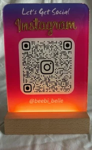 SOCIAL MEDIA BUSINESS SIGN PLAQUE INSTAGRAM LIGHT UP USB RECTANGLE LOGO - Picture 1 of 6