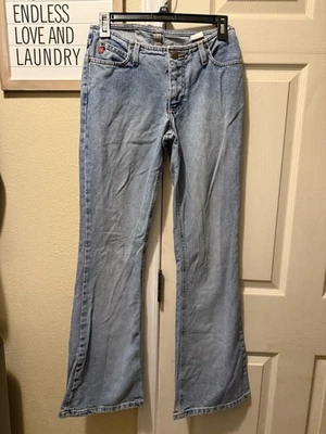Vintage Mudd Jeans Womens 5 Wide Leg Flared Light Wash Denim Bell Bottom y2k Low - Image 1 of 4