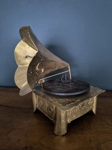 Ancienne Boîte À Musique Tourne disque Déco Rétro Vintage  - Photo 1/10