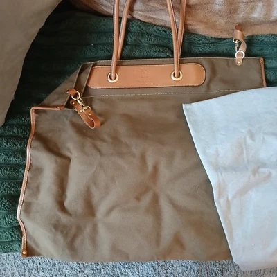 Calabrese dal 1924 tote bag leather trimmed gold toned Metal, Brown, Dust Bag - Image 1 of 4