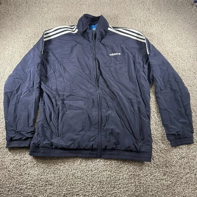 Conjunto de chándal vintage Adidas para hombre XL azul marino relleno cremallera chaqueta logotipo pantalones Y2K Foto 1 de 4