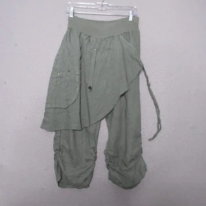 Pantalones de lino 100 Lin Blanc con falda IT 46 verde arte para usar Capri corbata cintura Italia - Imagen 1 de 10