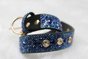 Collare cane Jacqueline Kent Diamonds In The Ruff strass blu royal piccolo nuovo senza etichette - Foto 1 di 1