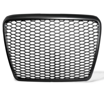 Topline For 2008-2011 Audi A6 RS Honeycomb Mesh Front Bumper Grille - Matte Blk - Image 1 of 4