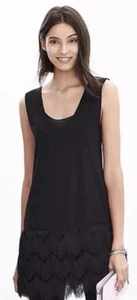 NWT Banana Republic Women’s Black Faux Fur Layered Top Tunic S $79 Elegant Chic - Picture 1 of 15