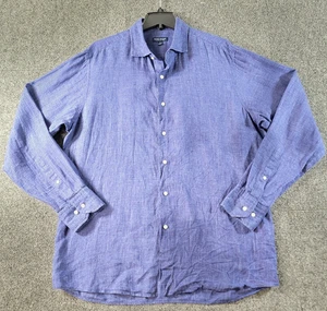 Peter Millar Crown Crafted 100% Leinen Hemd Herren L Indigo Blau Freizeit Edel - Bild 1 von 12