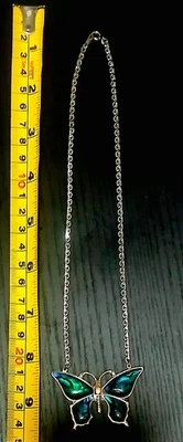 Colgante y collar cadena mariposa abulón plata 925 vintage Foto 1 de 4