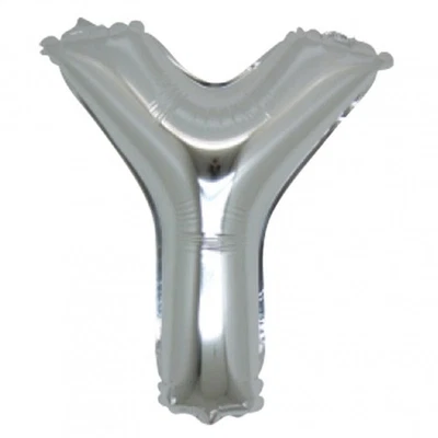 PALLONCINO Pallone LETTERA Y ARGENTO in MYLAR foil 21cm - Immagine 1 di 2