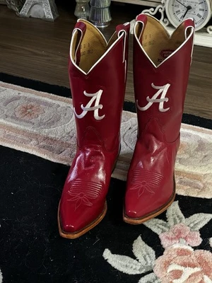 LOOK!!Nocona cowboy boots Women’s Size 10 UNIVERSITY Of ALABAMA beautiful RED!! - Imagem 1 de 4