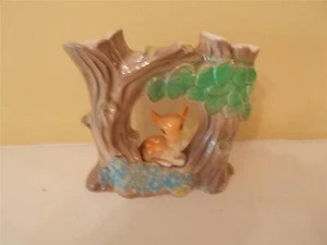 Rare Hornsea Pottery Double Posy Vase Model of Deer under Tree Blue decoration - Picture 1 of 1