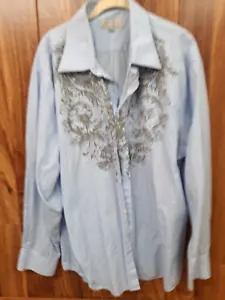 Eighty Eight Shirt Mens Sz XXL Cotton Blue Graphic Long Sleeve Button Up Western - Picture 1 of 7