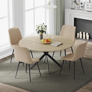 EROMMY 47" round Dining Table Set for 4, Modern Kitchen Table Set with Steel Leg - Picture 1 of 12