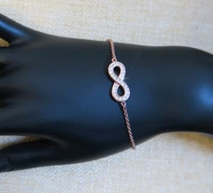 925 ECHT SILBER, Rotgold *** Infinity Armband Zirkonia Unendlichkeit vergoldet - Bild 1 von 11