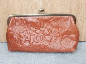 Patricia Nash Mia Framed Florence Tooled Leather Clutch Handbag READ - Picture 1 of 4