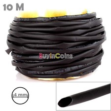 Handy 10M 4mm Heat Shrinkable Tube Shrink Tubing Black Wire Wrap dg#14