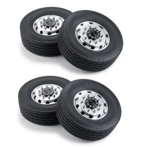4PCS CNC Front Wheel Rim Hub + Tires Set for 1/14 RC Car Tamiya Tractor Truck - Picture 1 of 9