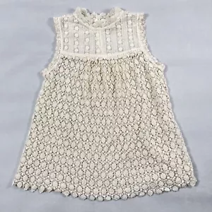 Lilis Closet Crochet Lace Top Women Small Cream Sleeveless Knit Cottage Boho - Picture 1 of 11