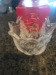 New In Box Mikasa Christmas Story Woodland pattern Crystal Votive Candle Holder - Picture 1 of 9