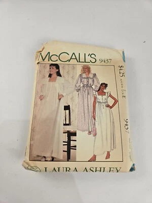 VTG McCalls Sewing Pattern 9437 Laura Ashley Robe & Nightgown Med 14-16 UNCUT - Image 1 of 3