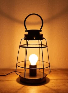 Tischleuchte Vintage Laterne Lampe Metall Gitterlampe 31 cm BRUBAKER Deko - Bild 1 von 8