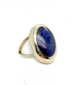 Anillo de lapislázuli ovalado de plata alpaca mexicana - talla 6 - Imagen 1 de 6