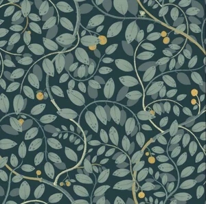 Kirke Turquoise Leafy Vines Non-Pasted Paper Wallpaper - Picture 1 of 1