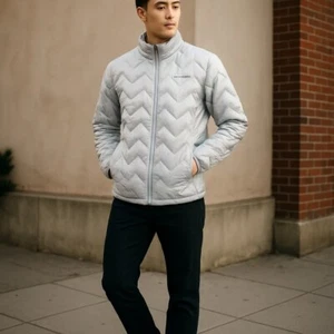 Men's Columbia Jacket XL Gray down 650 Puffer - Picture 1 of 5