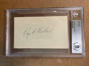 Ray Fisher NY Yankees Signed Autographed 3x5 index card Beckett Auth.