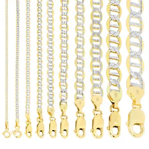 10K Yellow Gold 1.5mm-5mm Pave Dia/Cut Mariner Chain Necklace Bracelet 7"-30"