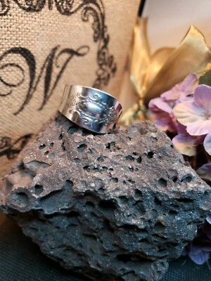 Anillo cuchara chapado en plata de ley de colección colonia antigua hecho a mano Foto 1 de 4