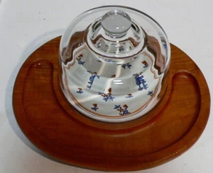 Vassoio e coperchio vintage Gailstyn Sutton teak cheeseball piatto da portata floreale - Foto 1 di 8