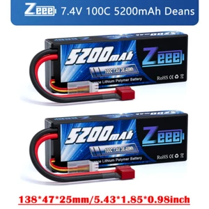 2x Zeee 2S 7,4V Lipo Akku Batterie Deans 5200mAh 100C für RC Fahrzeuge Auto Heli - Bild 1 von 9