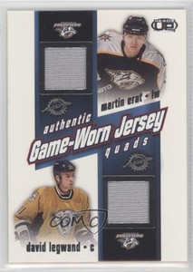 2002-03 Pacific Heads Up Game-Worn Jersey Quads Martin Erat David Legwand #16