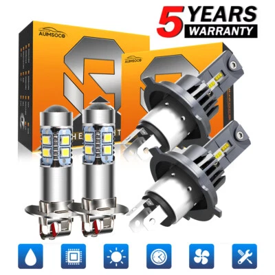 For Saab	900 1994-1998 Combo LED Headlight Fog Lights 4* Bulbs Kit 6000K White - Image 1 of 4