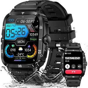 Military Smart Watch Men,430MAH Battery,3ATM Waterproof，1.96" HD Tactical Watch - Picture 1 of 22