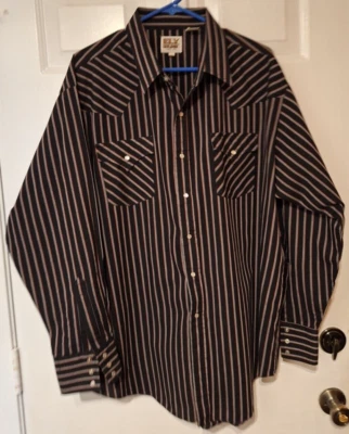 Camisa Occidental Ely Cattleman Para Hombres 2XL Negra Gris Roja Rayas LS Perla A Presión Foto 1 de 4