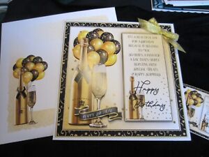 Handmade Bubbly themed Birthday Card Size 8'' x 8'' & Matching Envelope