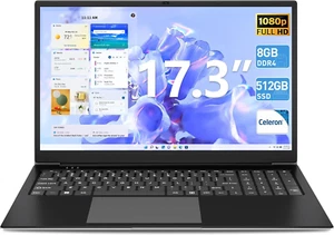SGIN 17.3 Zoll Laptop 8GB DDR4 512GB SSD Computer mit Intel Celeron 2.8 GHz FHD - Bild 1 von 10