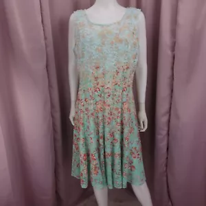 Leslie Fay Women's Floral Lace Sleeveless Pleated Midi A-Line Dress W/ Slip 14 - Picture 1 of 7