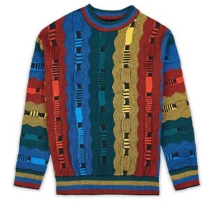 Reason Coogie Style 3D Knit Geometric Abstract Red Sweater [S-M] Pride Rainbow