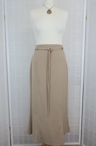 Roman Originals Maxi Skirt Size 14 Beige 35" Long Belted Back Slit Vintage 90s - Picture 1 of 11