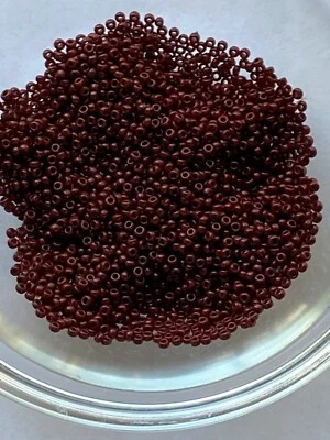 Antique/Vintage Micro Seed Beads-14/0 Rich Dark Reddish- Maroon Opaque-4 g bags - Image 1 of 4